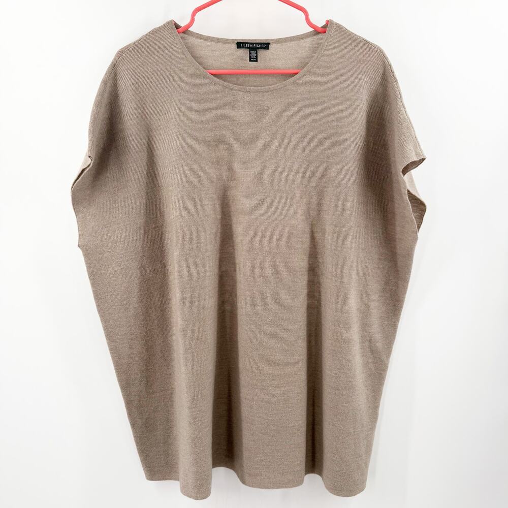 Eileen Fisher Sweater Women Medium NEW 100% Italian Merino Wool Knit Poncho NWOT